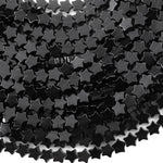 Natural Black Onyx Star Beads 6mm Carved Gemstone 15.5" Strand