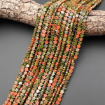 Natural Unakite Star Beads 6mm Carved Gemstone 15.5" Strand