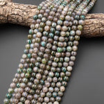 Tibetan Agate 8mm 10mm Round Beads Brown Dzi Agate Golden Green Melon Pumpkin Mala Antique Boho Beads 15.5" Strand