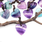 Drilled Natural Rainbow Fluorite Heart Pendant 20mm