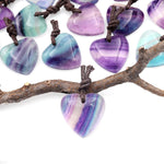 Drilled Natural Rainbow Fluorite Heart Pendant 20mm