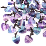Drilled Natural Rainbow Fluorite Heart Pendant 20mm