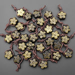 AAA Hand Carved Natural Golden Obsidian Cherry Blossom Flower Pendant Side Drilled Gemstone Focal Bead