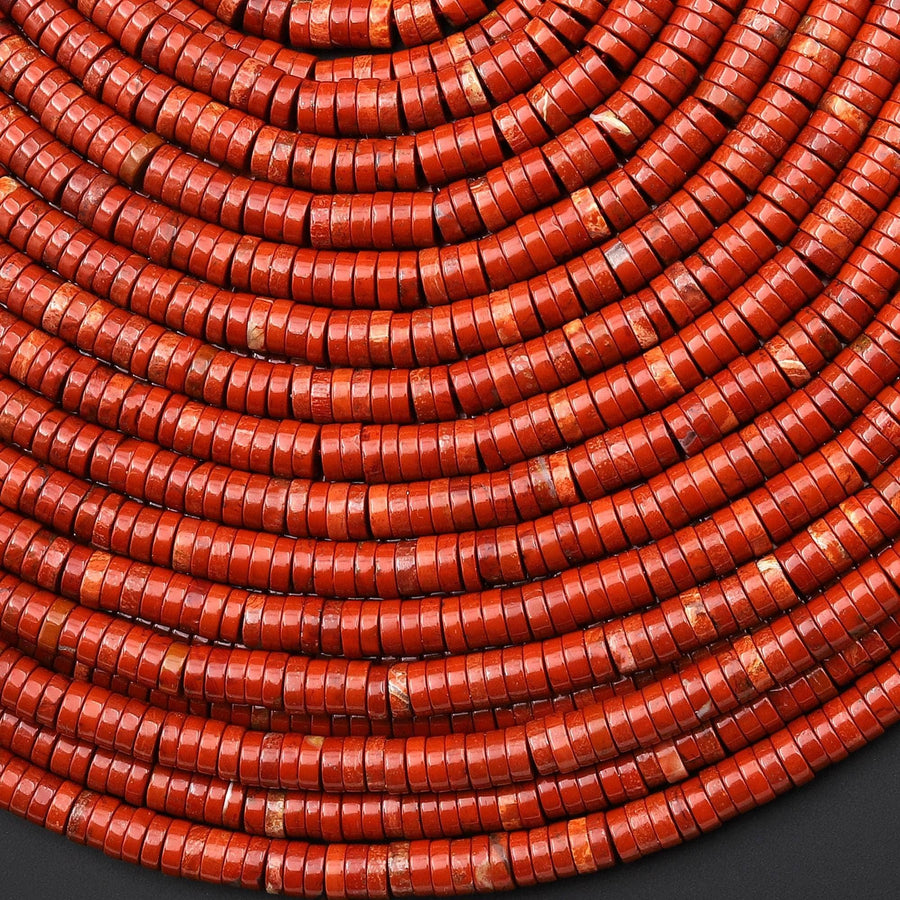 AAA Natural Red Jasper Thin Heishi Rondelle 4mm 6mm Beads 15.5" Strand