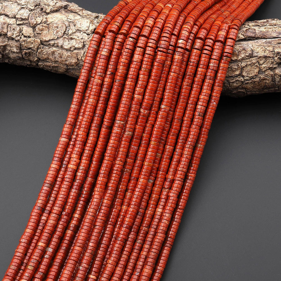 AAA Natural Red Jasper Thin Heishi Rondelle 4mm 6mm Beads 15.5" Strand