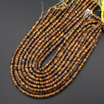 Natural Golden Brown Tiger's Eye 6mm Smooth Thin Heishi Beads 15.5" Strand