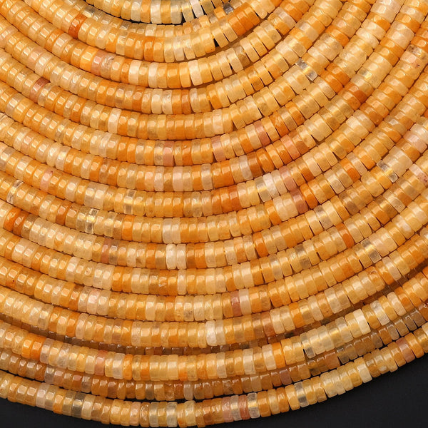 Natural Yellow Aventurine Thin Heishi Rondelle Beads 4mm 15.5" Strand