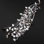 AAA Iridescent Carved Natural Black Mother of Pearl Sea Turtle Top Side Drilled Beads Strand