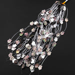 AAA Iridescent Carved Natural Black Mother of Pearl Owl Beads Strand