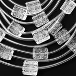 Natural Clear Rock Quartz Crystal Hand Carved Rectangle Cube Gemstone Longevity Beads Strand