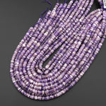 Natural Purple Amethyst 6mm Smooth Thin Heishi Rondelle Beads 15.5" Strand