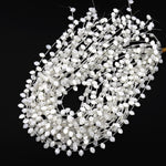 AAA Iridescent Natural White Mother of Pearl Top Side Drilled Beads Teardrop Leaf Shape 15.5" Strand