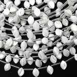AAA Iridescent Natural White Mother of Pearl Top Side Drilled Beads Teardrop Leaf Shape 15.5" Strand