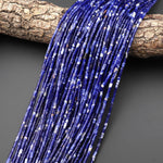 AAA Natural Blue Sodalite 4x2mm Small Thin Smooth Spacer Tube Gemstone Beads 15.5" Strand