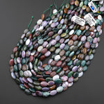 Natural Indian Agate Smooth Oval Beads Aka Green Red Bloodstone 15.5" Strand