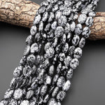 AAA Natural Snowflake Obsidian 10x14mm Oval Beads 15.5" Strand