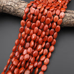 Natural Red Jasper Oval Beads 10x14mm Gemstone 15.5" Strand
