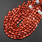 Natural Red Jasper Oval Beads 10x14mm Gemstone 15.5" Strand