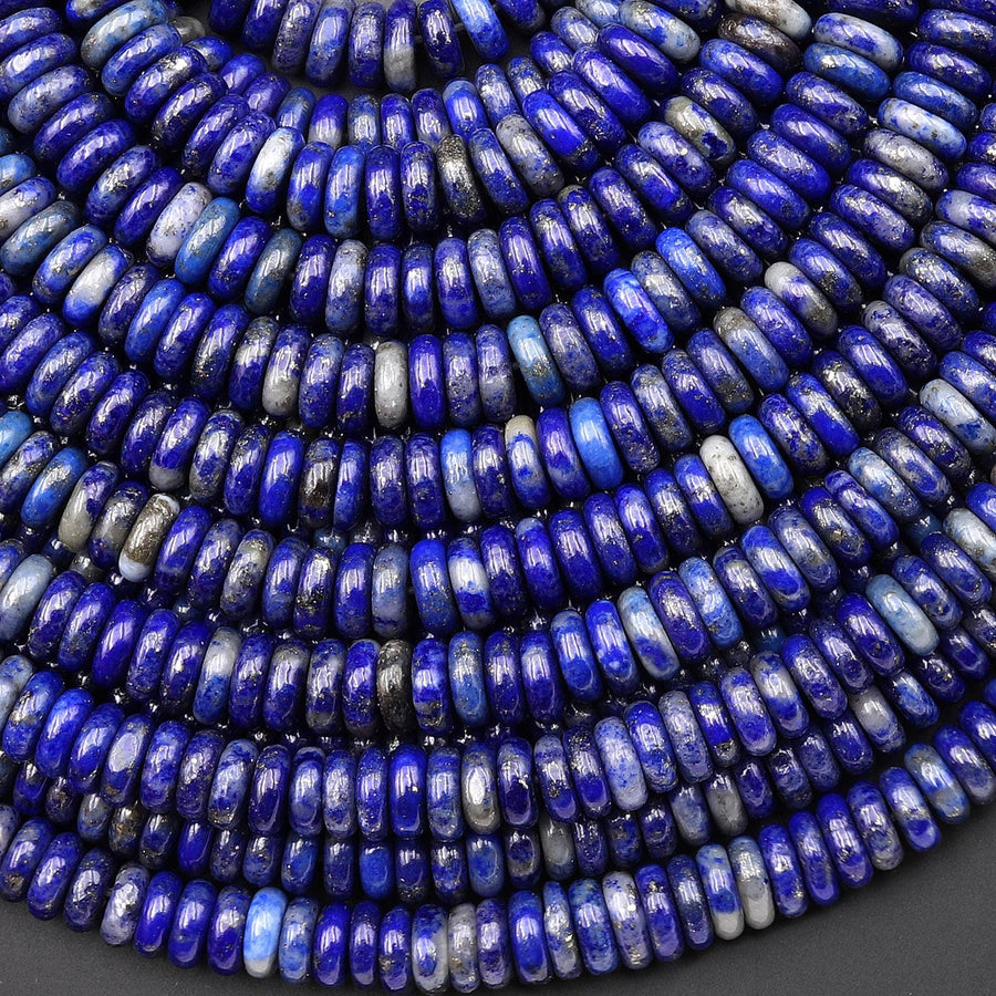 Natural Blue Lapis Beads Smooth Thin Rondelle Beads 6mm 15.5" Strand