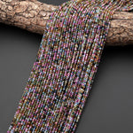 AAA Natural Pink Blue Tourmaline Micro Faceted 2mm Round Gemstone Beads 15.5" Strand
