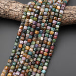 AAA Faceted Natural Indian Agate 6mm Cube Gemstone Beads 15.5" Strand