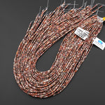 Natural Leopard Jasper 4x2mm Small Thin Smooth Spacer Tube Beads 15.5" Strand