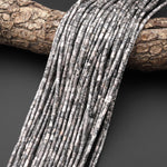 Natural Gray Map Jasper 4x2mm Small Thin Smooth Spacer Tube Beads 15.5" Strand