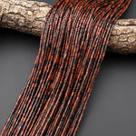 Natural Mahogany Obsidian 4x2mm Small Thin Smooth Spacer Tube Beads 15.5" Strand