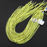 Natural Lemon Jade 4x2mm Small Thin Smooth Spacer Tube Beads 15.5" Strand