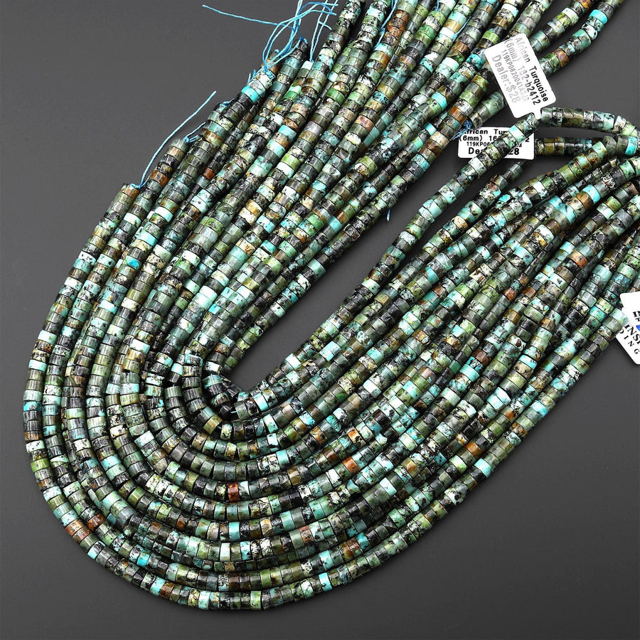 Natural African Turquoise Heishi Beads 4mm 6mm Gemstone 15.5" Strand
