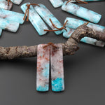Natural Madagascar Blue Amazonite Rectangle Earring Drilled Matched Gemstone Bead Pair
