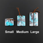 Natural Madagascar Blue Amazonite W/ Red Iron Matrix Rectangle Earring Drilled Matched Gemstone Bead Pair