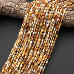 Faceted Natural Yellow Crazy Lace Agate Leaf Teardrop Gemstone Beads 4x6mm 15.5" Strand