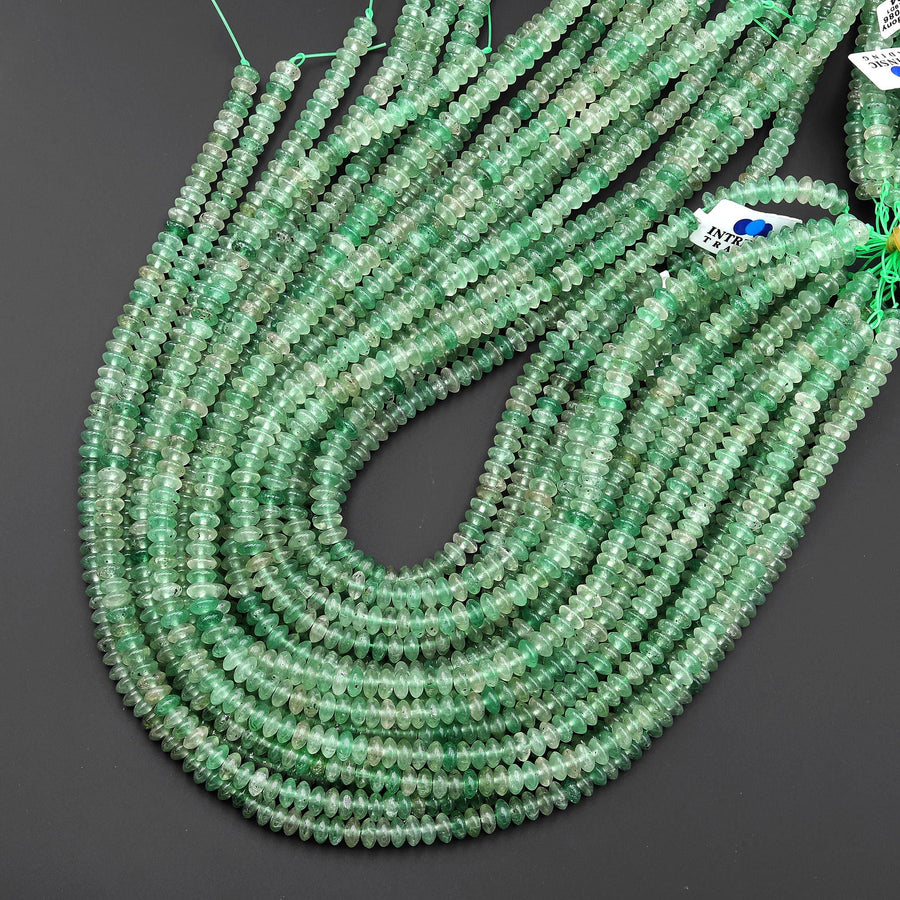 Faceted Natural African Green Chalcedony 6mm Saucer Rondelle Beads 15.5" Strand