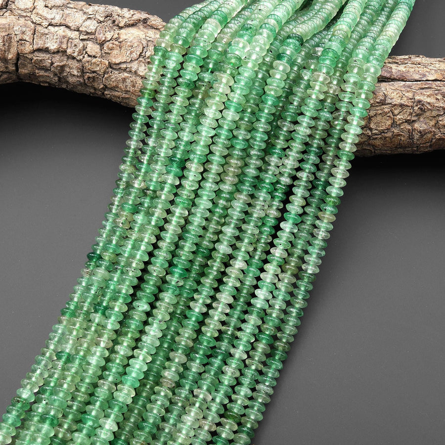 Faceted Natural African Green Chalcedony 6mm Saucer Rondelle Beads 15.5" Strand