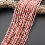 Faceted Natural Red Pink Strawberry Quartz 6mm Saucer Rondelle Beads 15.5" Strand