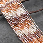 Genuine Natural White Peach Pink Mauve Purple Freshwater Pearl Small Rice Oval 3x4mm Ombre Shimmery Iridescent Classic Pearl 14" Strand