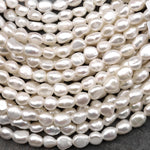 Large Hole Pearls Beads Genuine White Freshwater Baroque Potato Nugget Pearl 8mm Big 2mm Hole 7.5" Strand