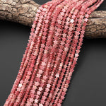 Natural Pink Petrified Rhodonite Star Beads 6mm Carved Gemstone 15.5" Strand