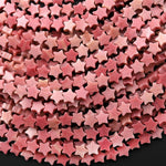 Natural Pink Petrified Rhodonite Star Beads 6mm Carved Gemstone 15.5" Strand