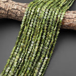 Natural Green Serpentine Jade Star Beads 6mm Carved Gemstone 15.5" Strand