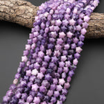 Natural Purple Lepidolite Beads 10mm Puffy Star Gemstone 15.5" Strand