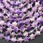 Sparkling Faceted Natural Lilac Purple Amethyst Beads 10mm Carved Star Gemstone 15.5" Strand
