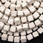 White Lava 8mm Smooth Cube Dice Gemstone Beads 15.5" Strand