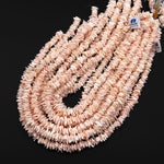 Natural Soft Coral Pink Mother of Pearl Freeform Heishi Thin Disc Center Dilled Beads 15.5" Strand