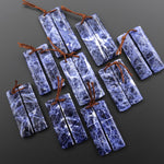 Natural Blue Sodalite Rectangle Earrings Drilled Matched Gemstone Bead Pair