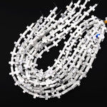 Natural White Howlite Cross Beads 10x14mm 12x20mm Vertically Drilled Gemstone 15.5" Strand