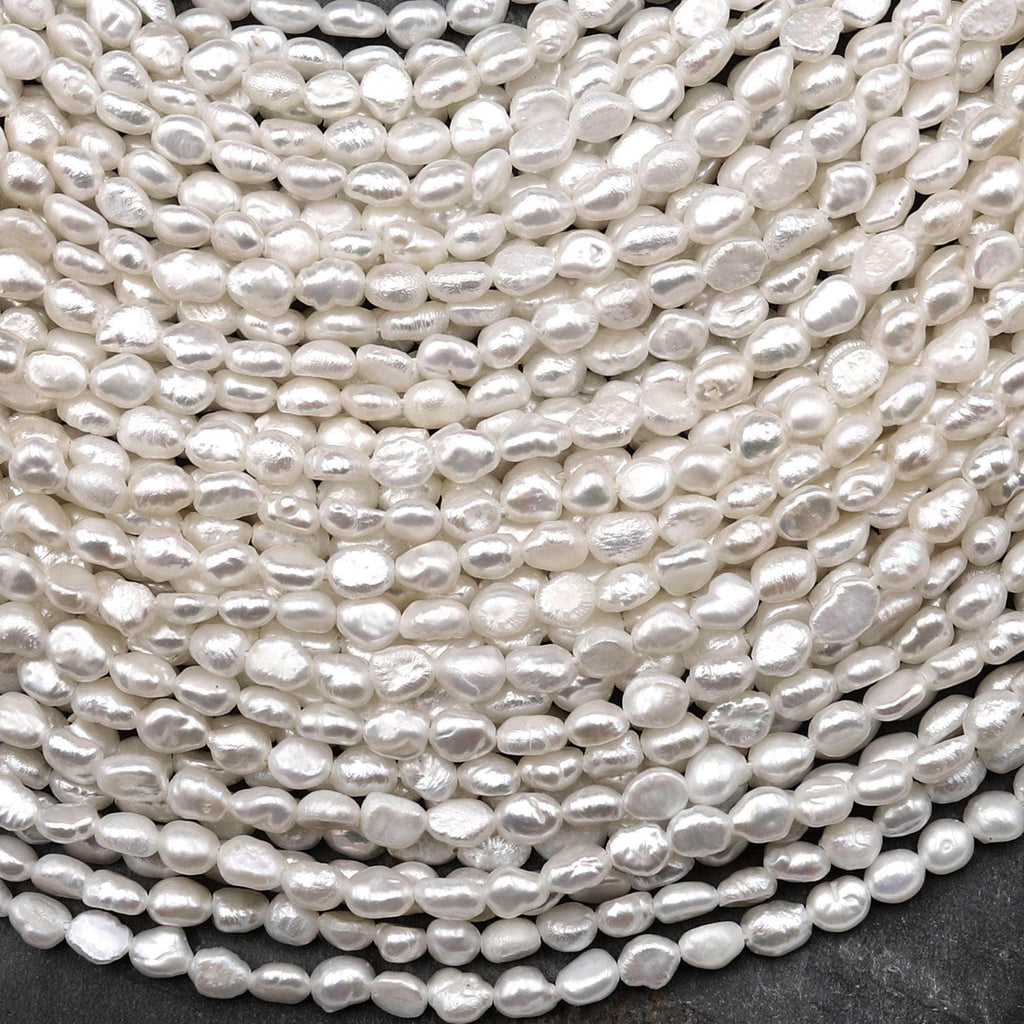 Genuine Natural White Freshwater Pearl 3mm 4mm 5mm Vertically Drilled Nugget Beads 14.5" Strand
