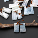 Genuine Natural Aquamarine Earring Short Rectangle Pair Drilled Matched Gemstone Beads