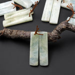 Natural Aqua Sea Green Blue Aquamarine Earring Rectangle Pair Drilled Matched Gemstone Beads